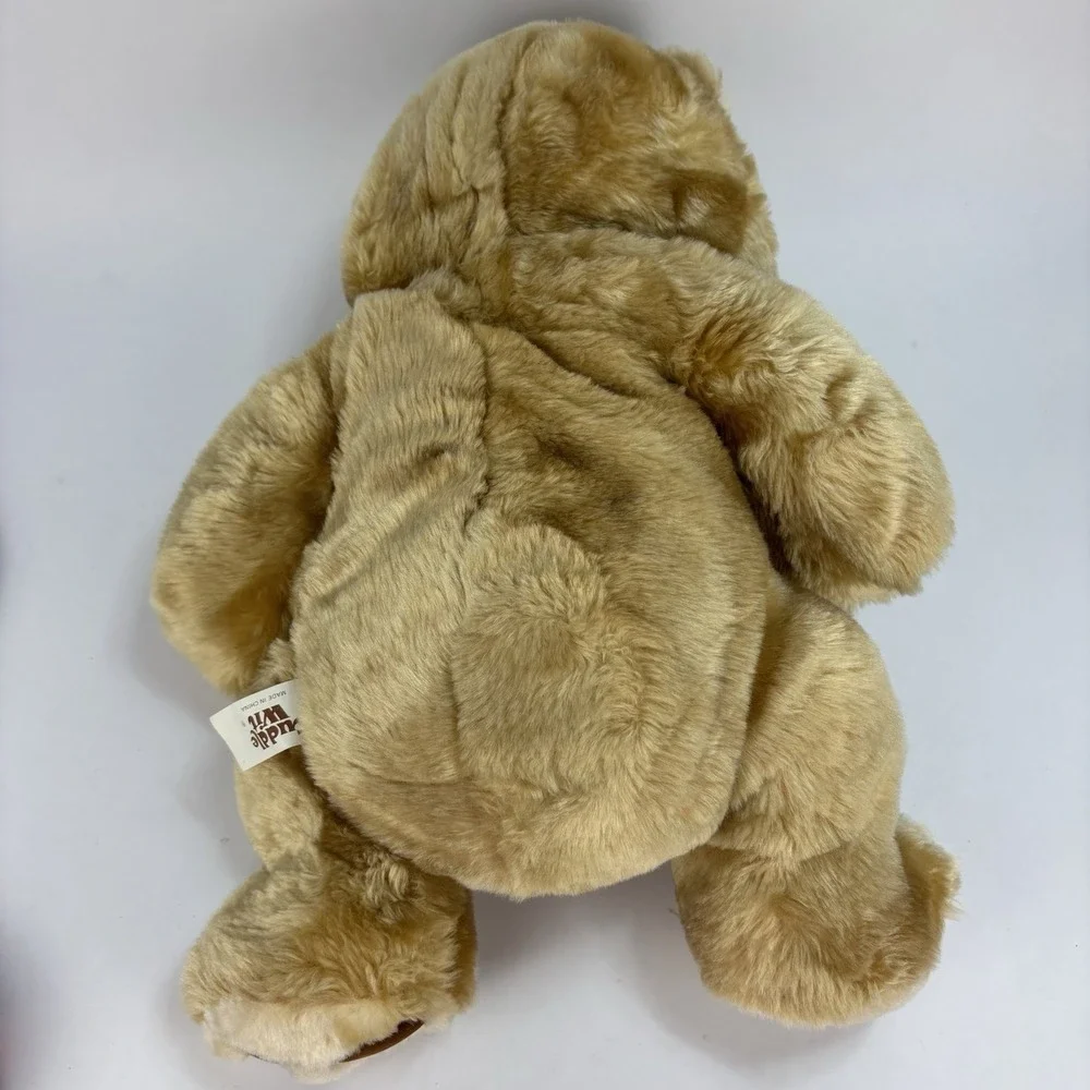 VTG 1992 Cuddle Wit Teddy Bear Plush Stuffed Animal Brown Bow Soft 15